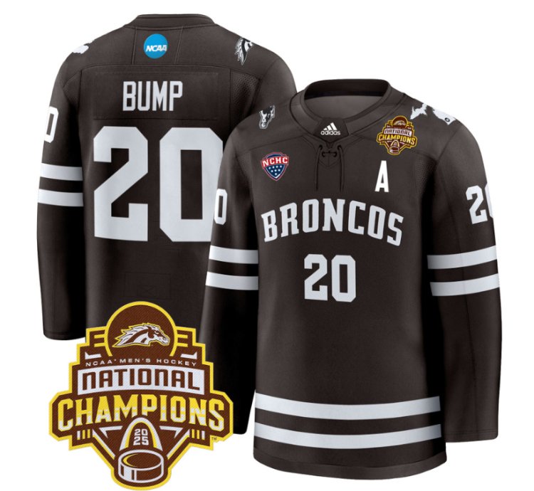 Alex Bump Jersey 20 Western Michigan Broncos 2025 National Champions Patch Premium Stitched Brown
