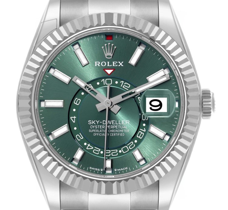 Rolex Sky-dweller Steel White Gold Green Dial Mens Watch 336934 Unworn 2025