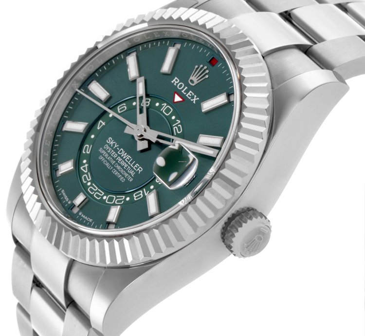 Rolex Sky-dweller Steel White Gold Green Dial Mens Watch 336934 Unworn 2025