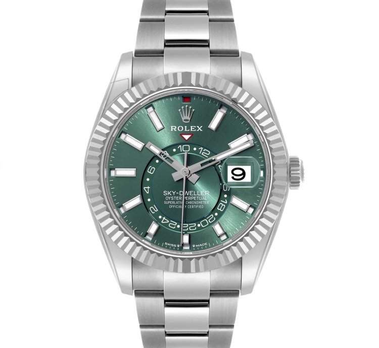Rolex Sky-dweller Steel White Gold Green Dial Mens Watch 336934 Unworn 2025
