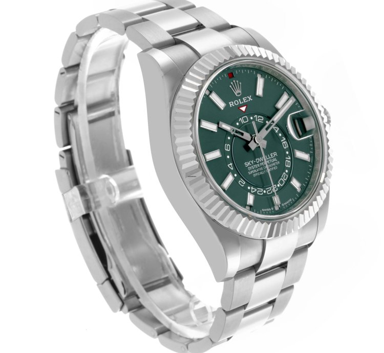 Rolex Sky-dweller Steel White Gold Green Dial Mens Watch 336934 Unworn 2025