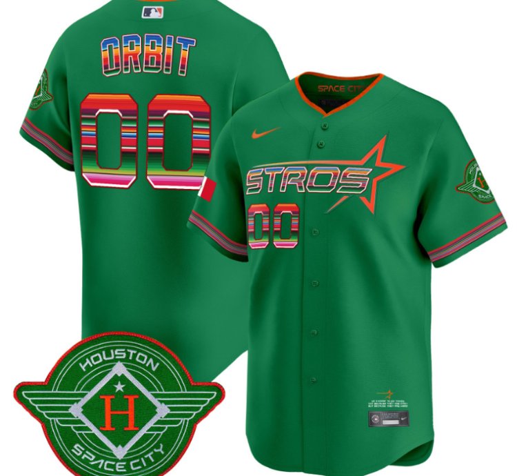 Orbit Jersey 00 Astros 2025 City Connect Mexico Vapor Premier Limited Stitched Green