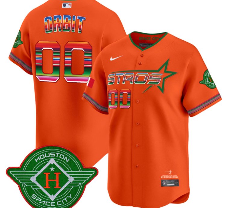 Orbit Jersey 00 Astros 2025 City Connect Mexico Vapor Premier Limited Stitched Orange