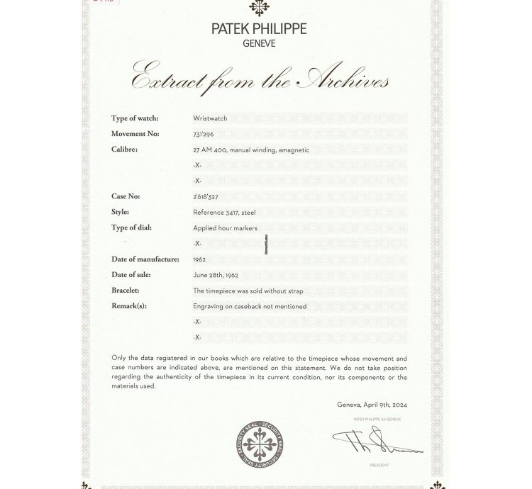 Patek Philippe Stainless Steel Ref 3417 Amagnetic Watch