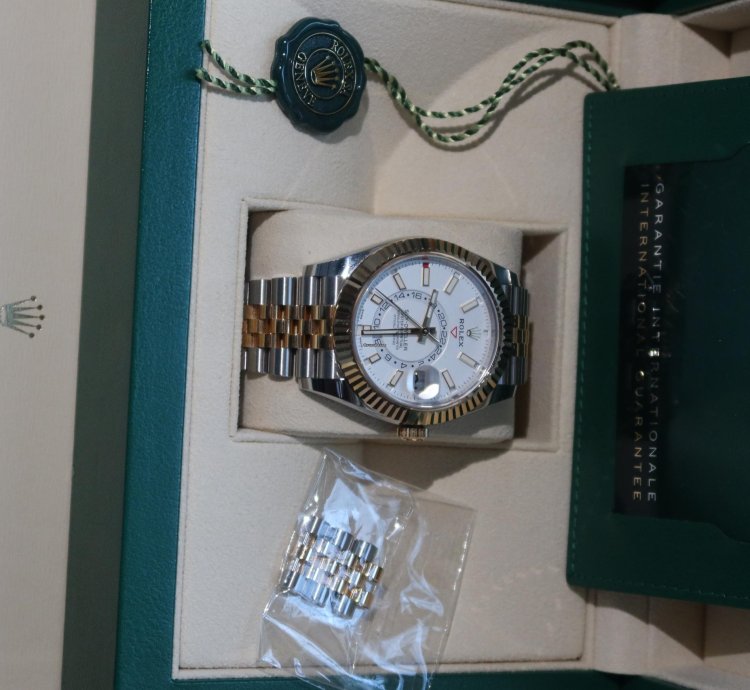Rolex Sky-dweller Two Tone Yellow Gold Box And Papers