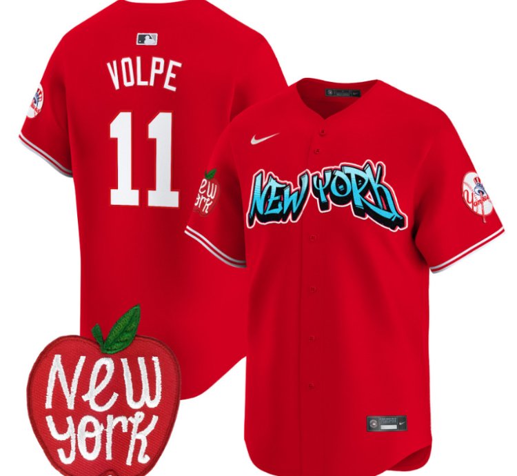 Anthony Volpe Jersey 11 New York Yankees Apple Patch Vapor Premier Limited Stitched Red
