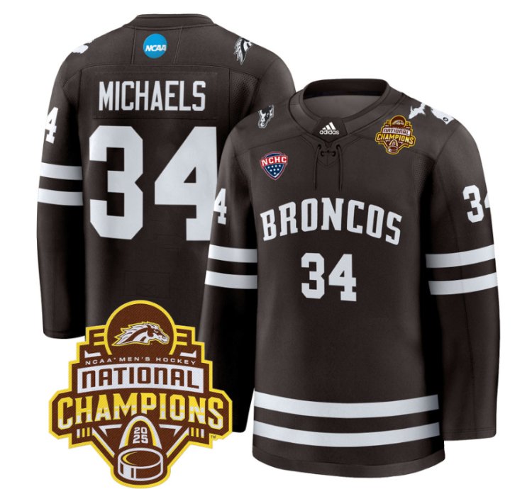 Owen Michaels Jersey 34 Western Michigan Broncos 2025 National Champions Patch Stitched Brown