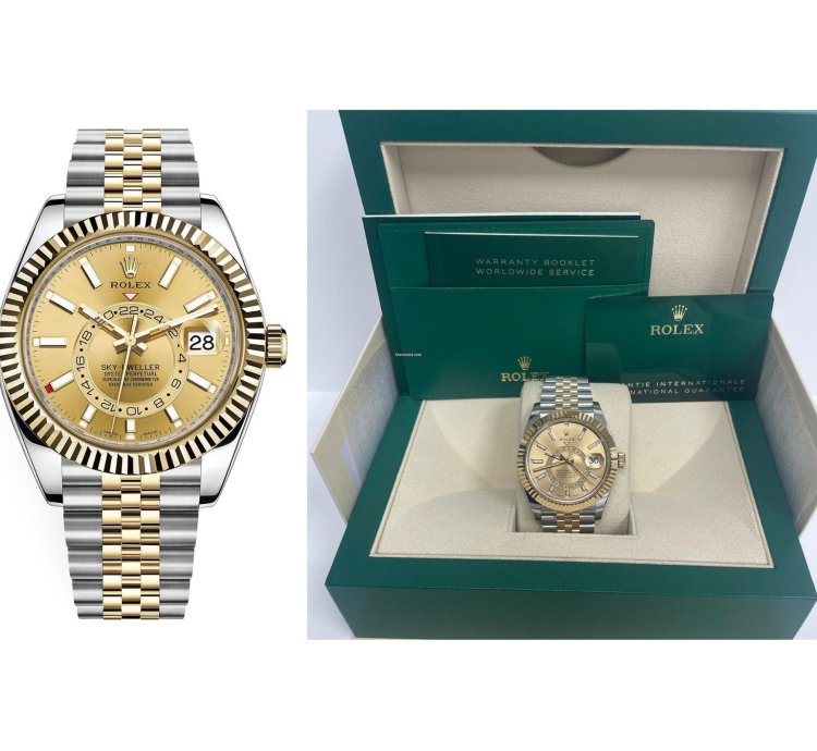 Rolex Sky-dweller Two-tone Stainless Steel - Yellow Gold Champagne Index Dial Jubilee 326933