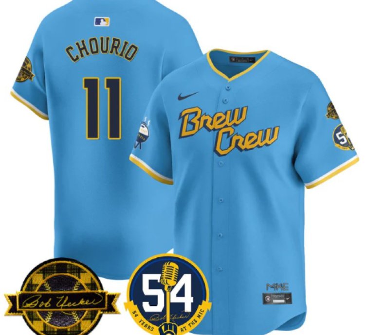 Jackson Chourio Jersey 11 Milwaukee Brewers 2025 Bob Uecker City Connect