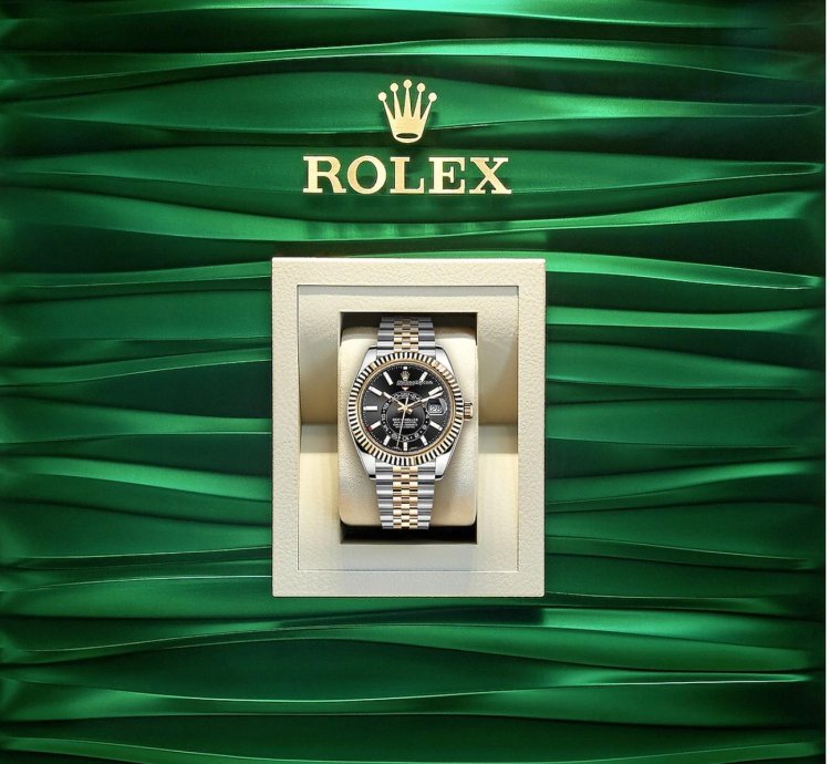 Rolex Sky-dweller Two-tone Yellow Gold Black Index Dial 326933