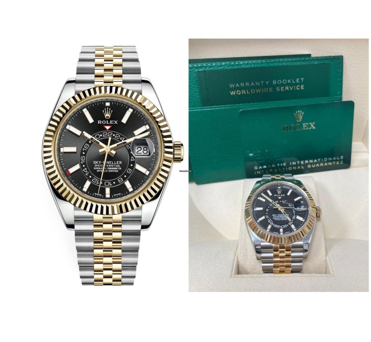 Rolex Sky-dweller Two-tone Yellow Gold Black Index Dial 326933