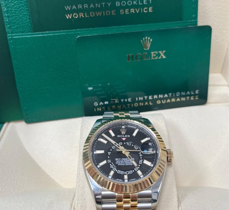 Rolex Sky-dweller Two-tone Yellow Gold Black Index Dial 326933