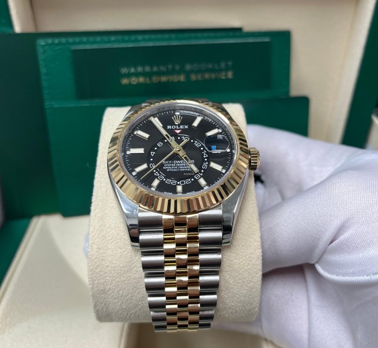 Rolex Sky-dweller Two-tone Yellow Gold Black Index Dial 326933