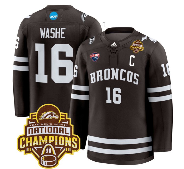 Tim Washe Jersey 16 Western Michigan Broncos 2025 National Champions Patch Premium Stitched Brown
