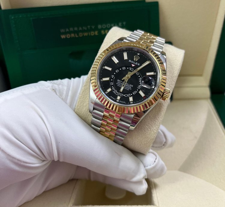 Rolex Sky-dweller Two-tone Yellow Gold Black Index Dial Jubilee 336933