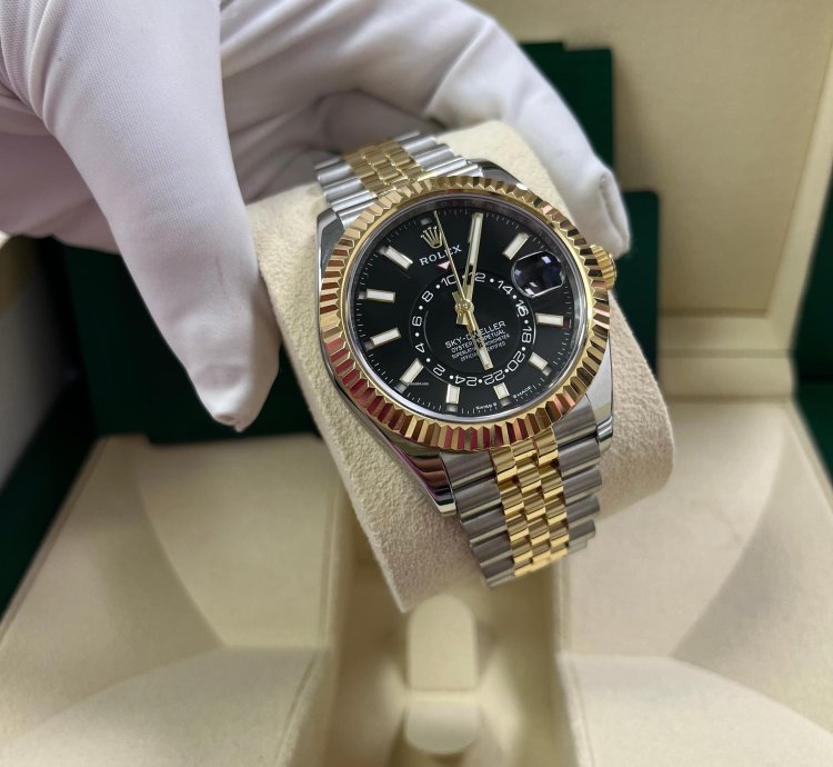 Rolex Sky-dweller Two-tone Yellow Gold Black Index Dial Jubilee 336933