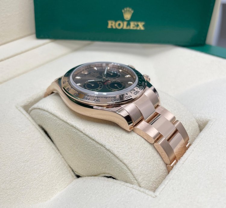 Rolex Daytona Unworn Complete Set Daytona 116505 Chocolate Index Dial Rose Gold Oyster Bracelet 40mm