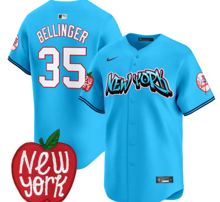 Cody Bellinger Jersey 35 New York Yankees Apple Patch Vapor Premier Limited Stitched Light Blue