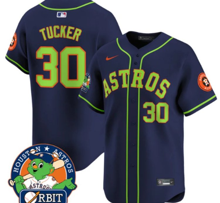 Kyle Tucker Jersey 30 Astros Orbit Patch Vapor Premier Limited V2 Stitched Navy