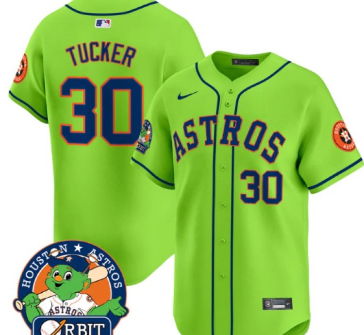 Kyle Tucker Jersey 30 Astros Orbit Patch Vapor Premier Limited V2 Stitched Green