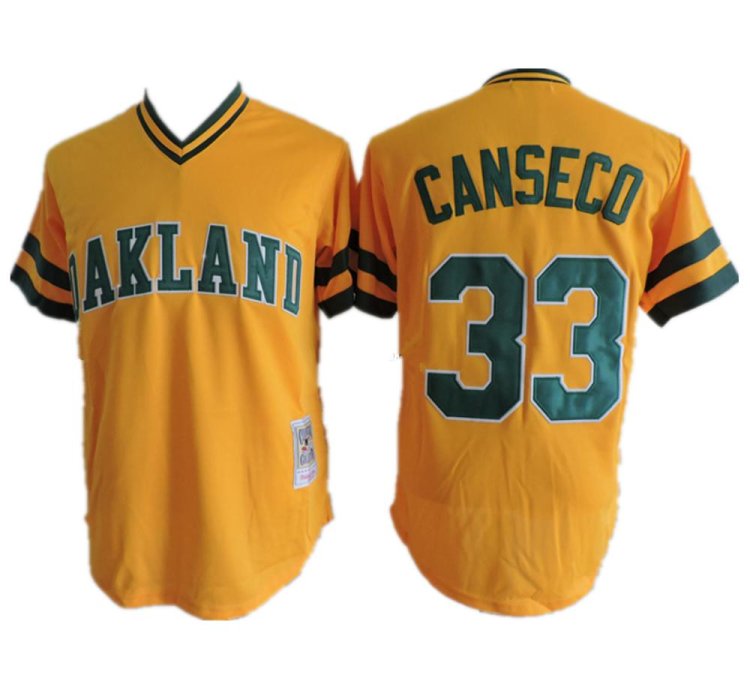 Oakland Athletics Jose Canseco Yellow Throwback Pullover Jersey