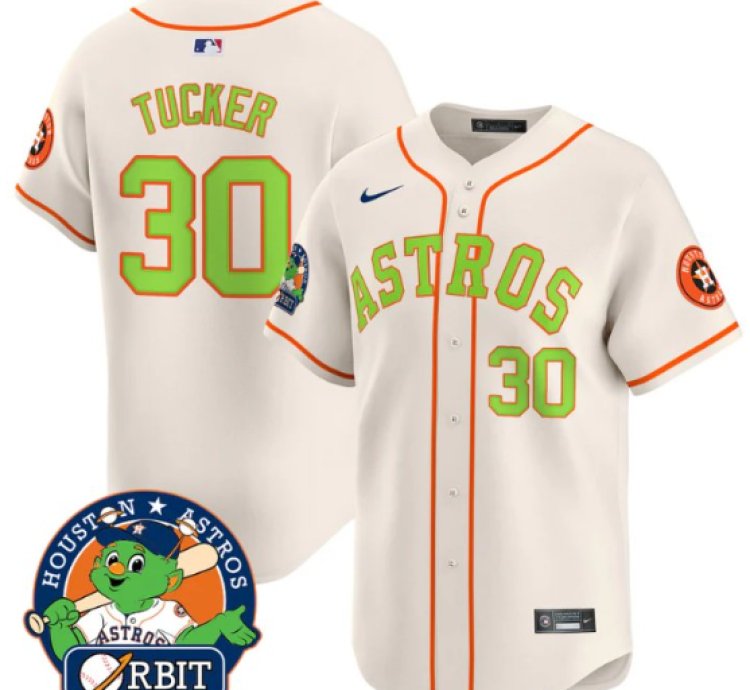 Kyle Tucker Jersey 30 Astros Orbit Patch Vapor Premier Limited V2 Stitched Cream