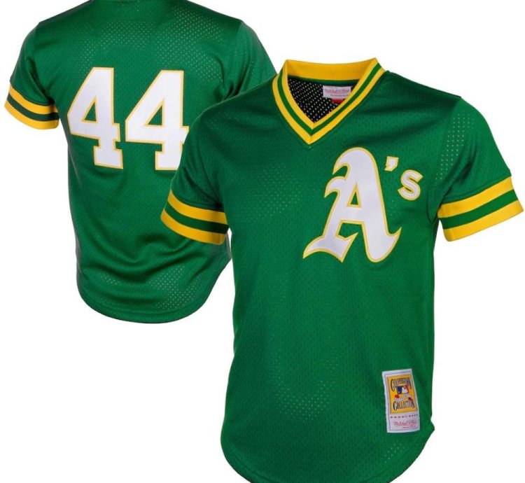 Oakland Athletics Reggie Jackson Green Throwback Mesh Pullover Jersey