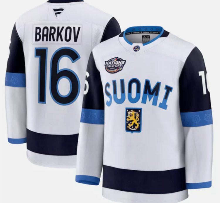 Aleksander Barkov Jersey 16 Finland White 2025 4 Nations Face-off Stitched