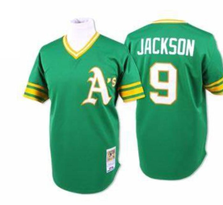 Oakland Athletics Reggie Jackson Green Throwback Pullover Jersey