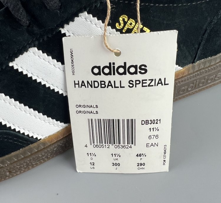 Adidas Handball Spezial Black White Suede Sneakers Us12