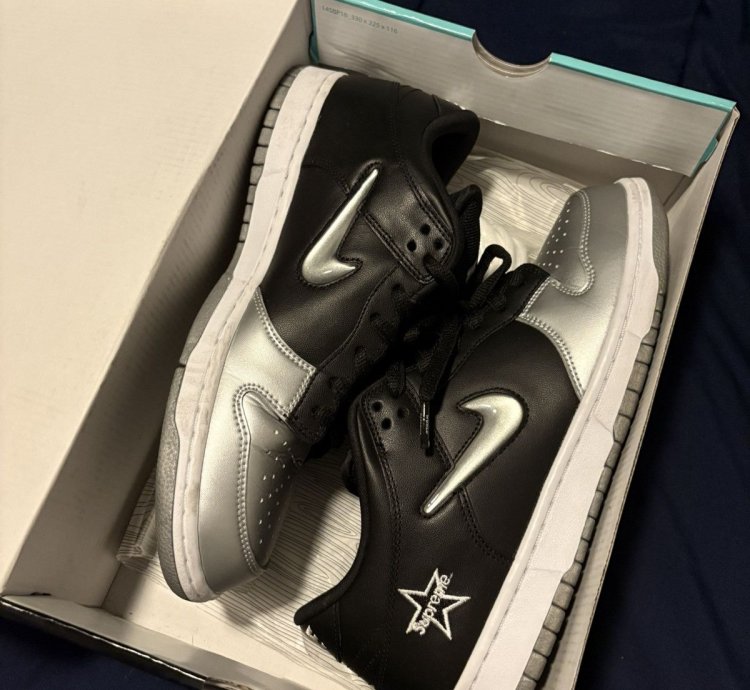 Nike Sb Dunk Low Supreme Jewel Swoosh Silver