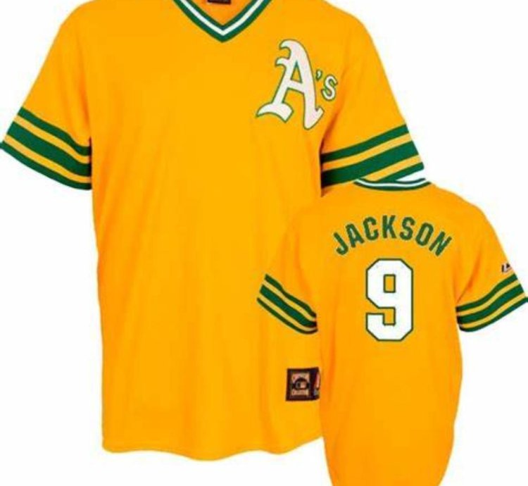 Oakland Athletics Reggie Jackson Yellow Throwback Pullover Jersey