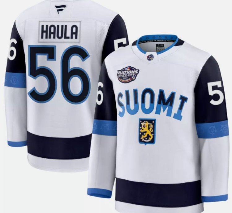 Erik Haula Jersey 56 Finland White 2025 4 Nations Face-off Stitched