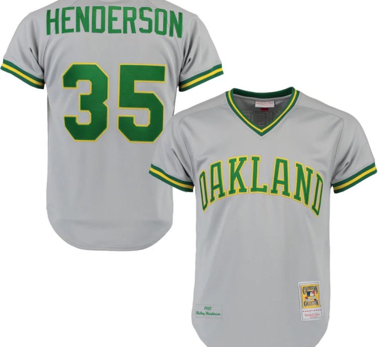 Oakland Athletics Rickey Henderson Gray 1982 Throwback Pullover Jersey