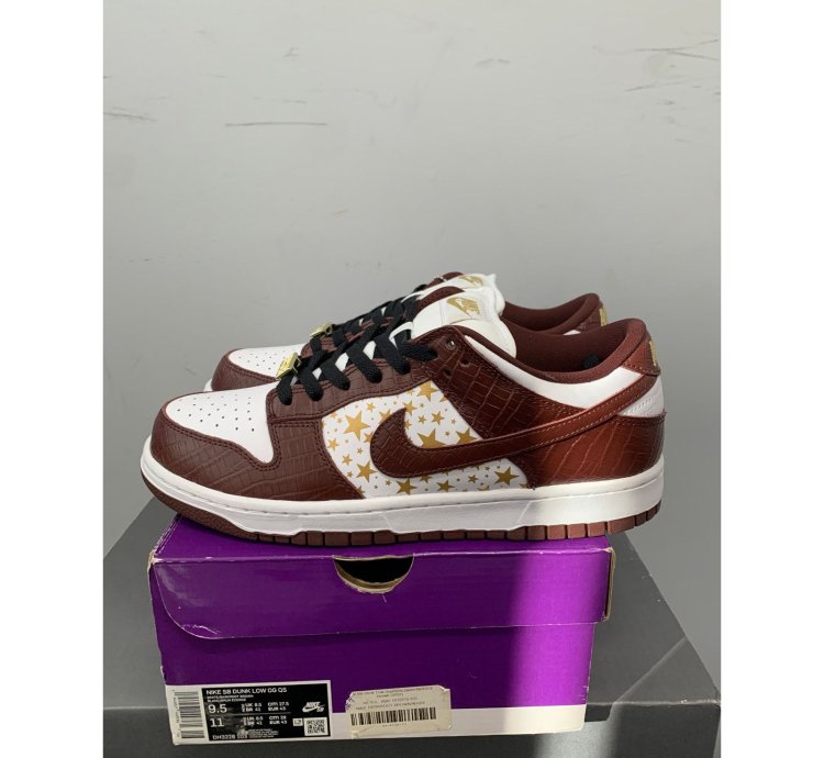 Nike Sb Dunk Low Supreme Stars Barkroot Brown Size 9 5 New