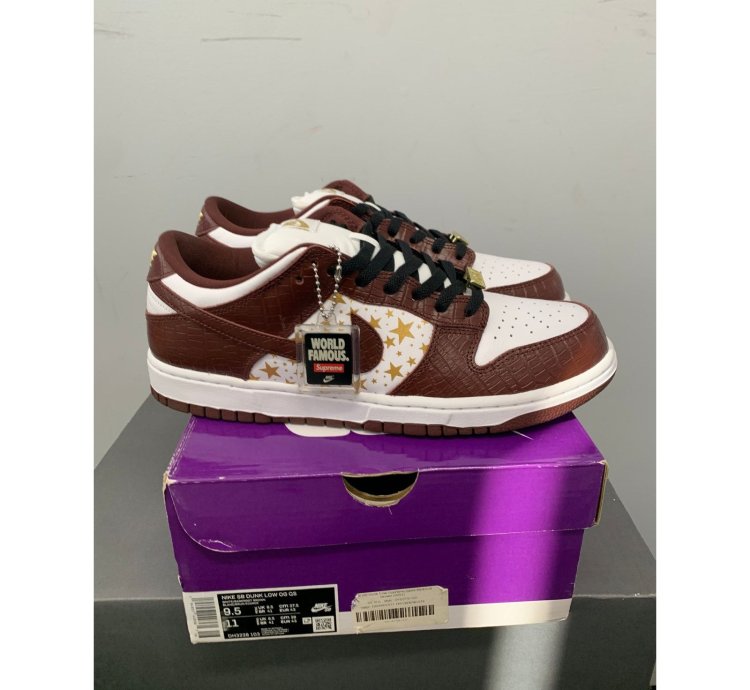 Nike Sb Dunk Low Supreme Stars Barkroot Brown Size 9 5 New