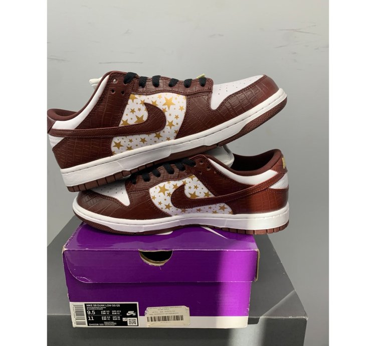 Nike Sb Dunk Low Supreme Stars Barkroot Brown Size 9 5 New