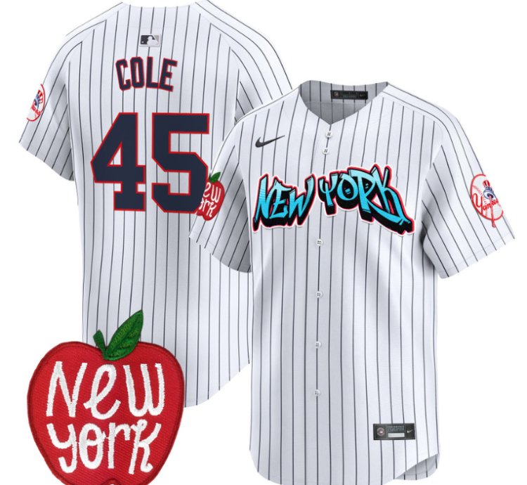 Gerrit Cole Jersey 45 New York Yankees Apple Patch Vapor Premier Limited Stitched Pinstripe