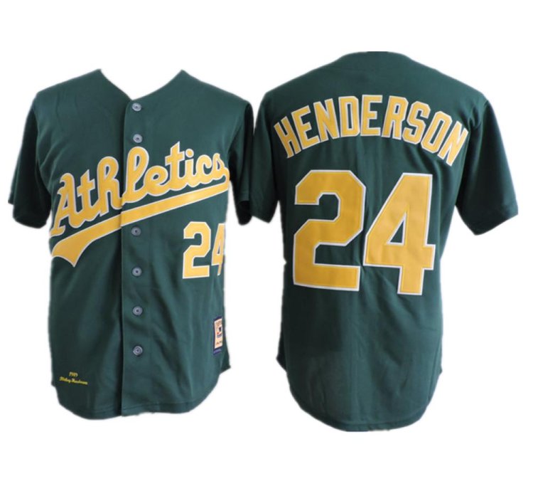 Oakland Athletics Rickey Henderson Green 1989 Throwback Jersey