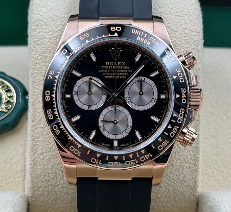 Rolex Daytona Unworn Cosmograph Daytona 40mm Black Dial Rose Gold Oysterflex 126515ln Box Papers 2024