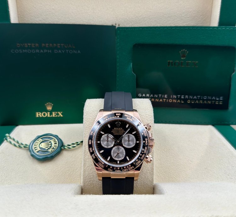 Rolex Daytona Unworn Cosmograph Daytona 40mm Black Dial Rose Gold Oysterflex 126515ln Box Papers 2024