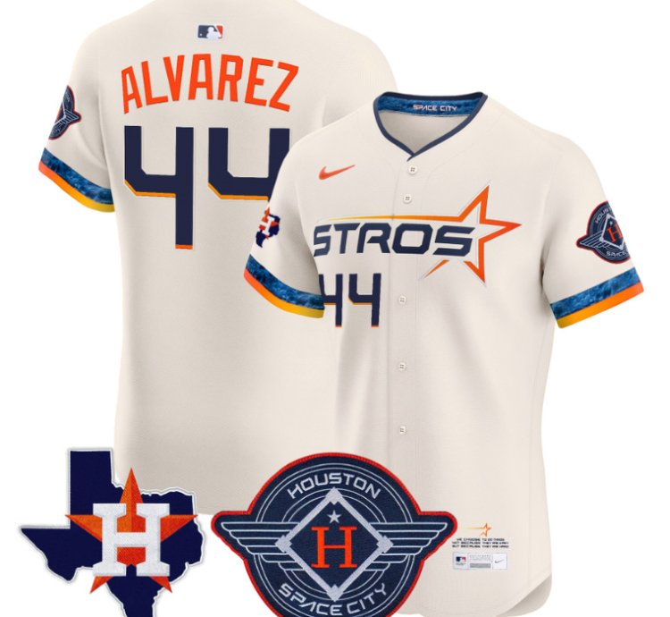 Yordan Álvarez Jersey 44 Houston Astros 2025 City Connect Texas Patch Premier Elite Stitched Cream
