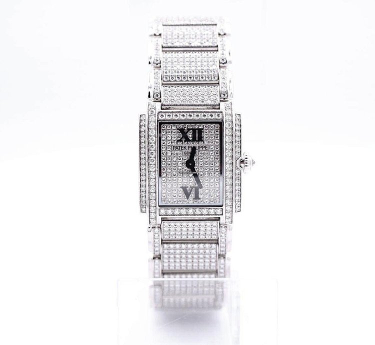 Patek Philippe Twenty 4 White Gold Diamond Pave Open Back Manual Winding