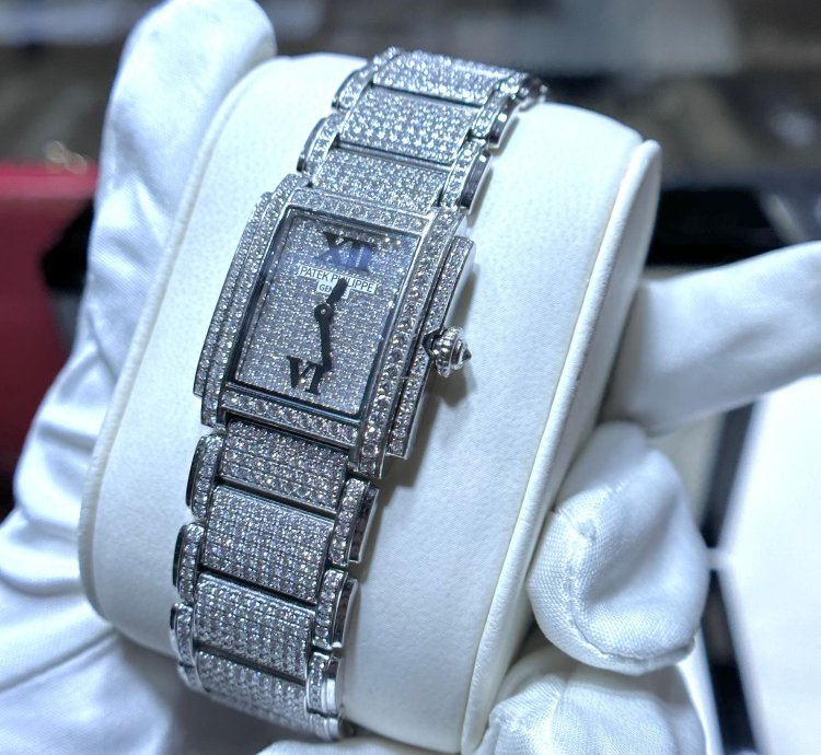Patek Philippe Twenty 4 White Gold Diamond Pave Open Back Manual Winding