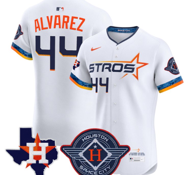 Yordan Álvarez Jersey 44 Houston Astros 2025 City Connect Texas Patch Premier Elite Stitched White
