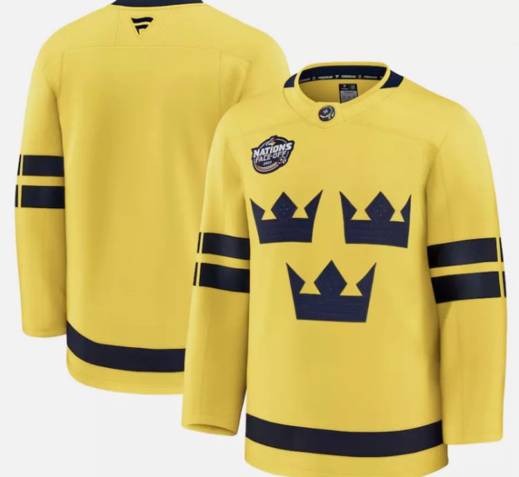 No Name Jersey Sweden Yellow 2025 4 Nations Face-off Stitched