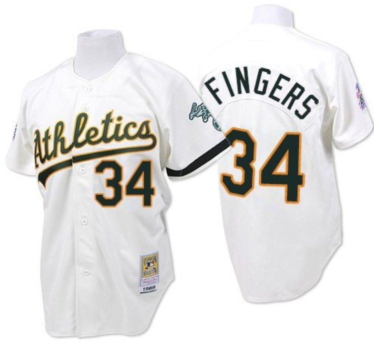 Oakland Athletics Rollie Fingers White 1989 Throwback Jersey