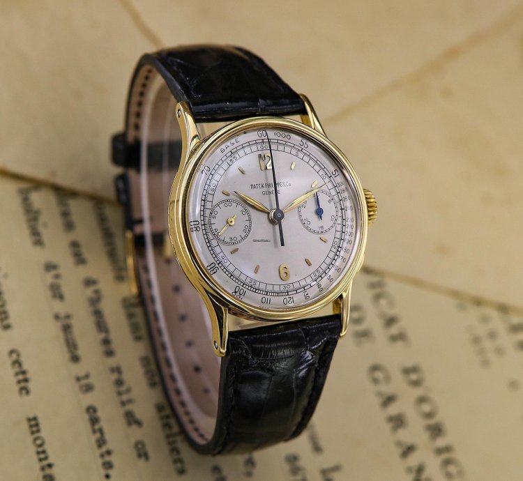 Patek Philippe Vintage Chronograph Ref 533 18kt Yellow Gold Full Set 1947