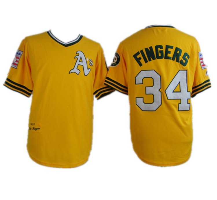 Oakland Athletics Rollie Fingers Yellow 1978 Throwback Pullover Jersey