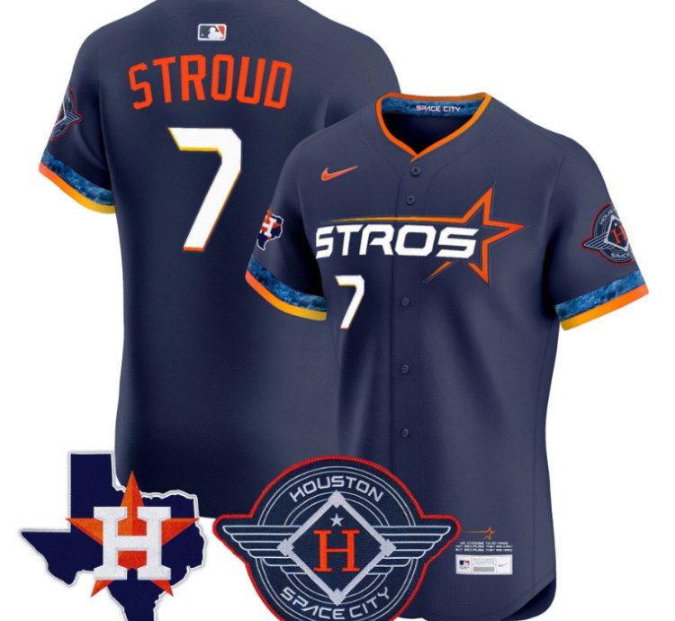 Cj Stroud Jersey 7 Houston Astros 2025 City Connect Texas Patch Premier Elite Stitched Navy